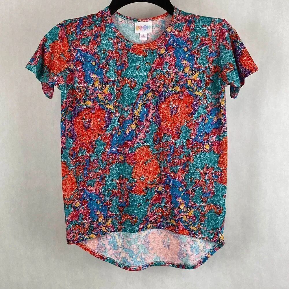 Girls Shirt Sz 8 Multicolor Abstract Floral Print Soft Comfortable LLR Graciee